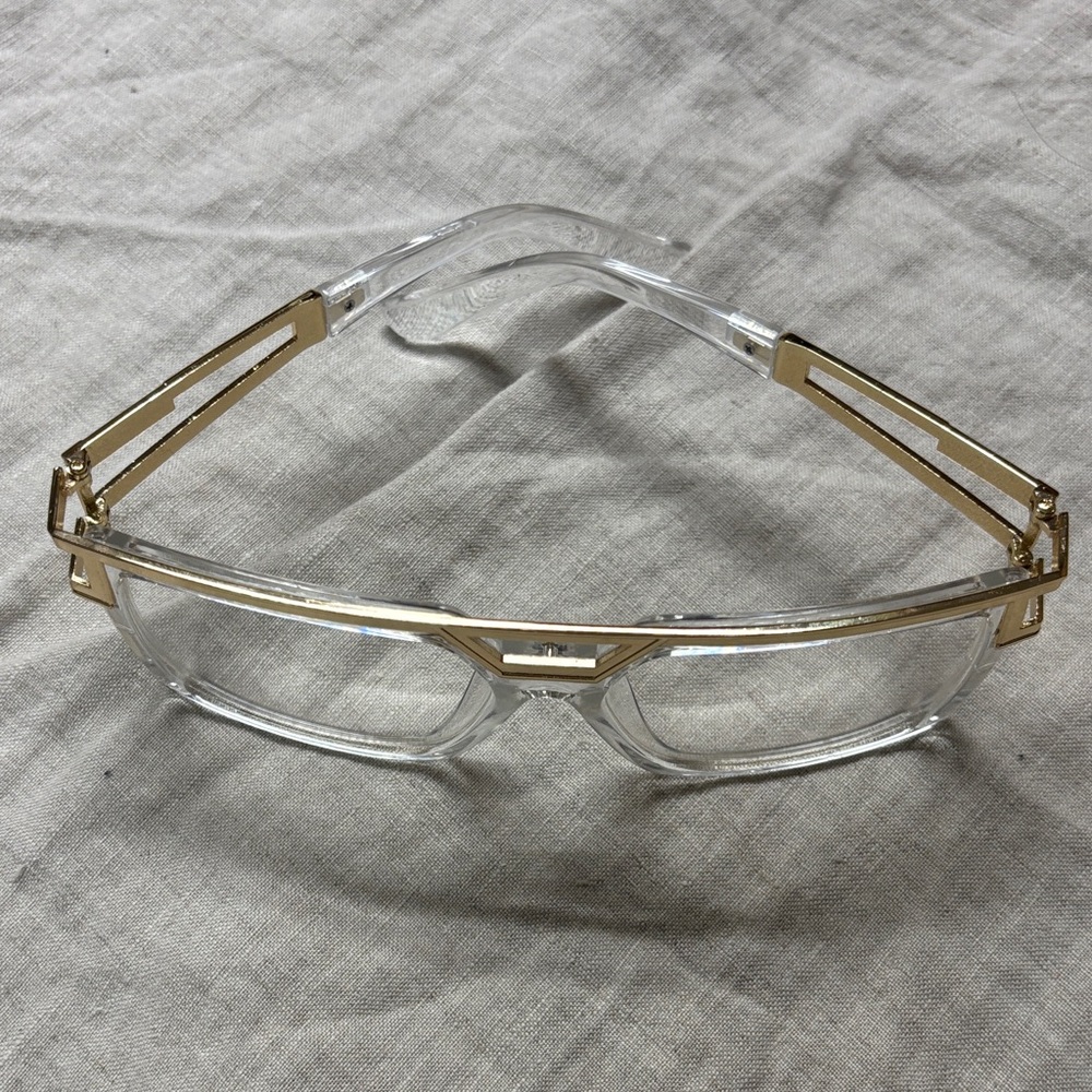 Gold and Clear Geometric Glasses - Picture 5 of 6